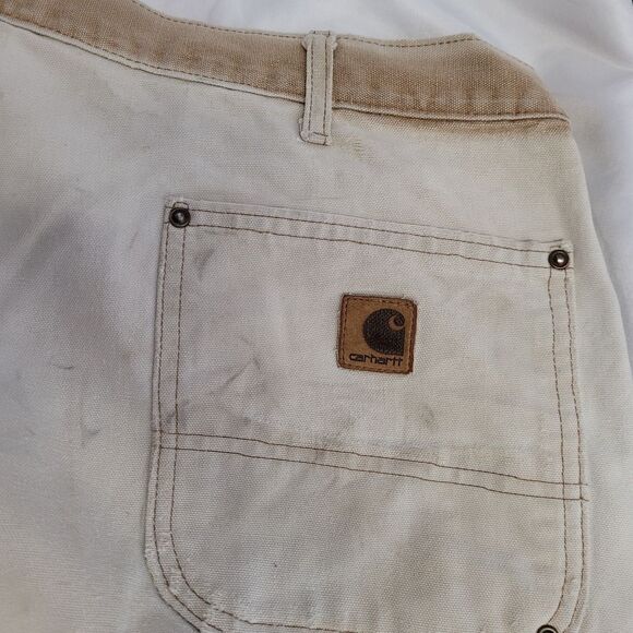 CARHARTT beige tan double front worn in thrashed‎ carpenter work pants 40x36 - Picture 8 of 11